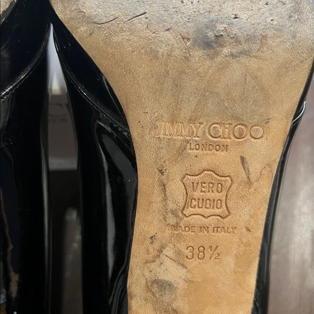 Jimmy Choo Black Patent Leather Heels, size 38.5